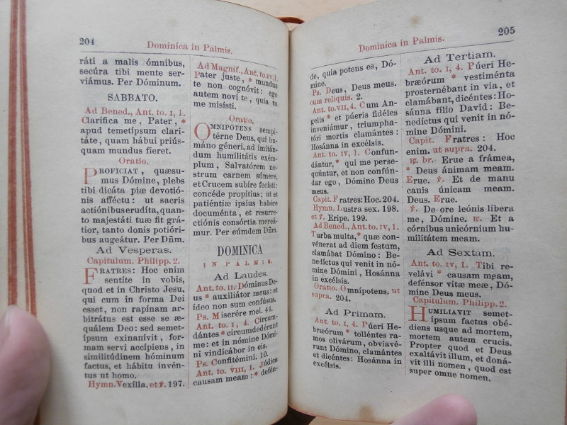 Horae diurnae Breviarii Romani 1873. Sobota před Květnou nedělí.